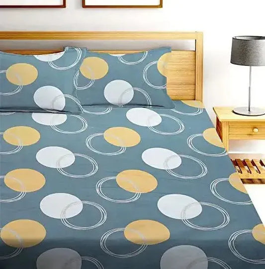 Cotton Elastic Fitted Double Bedsheet with 2 Pillow Covers (72×78, up to 10 Inch) – 360° Elasticated (Grey)