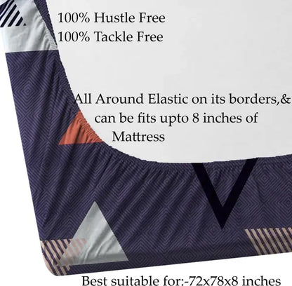 Cotton Elastic Fitted Double Bedsheet with 2 Pillow Covers (72×78, up to 10 Inch) – 360° Elasticates (SkyBlue)