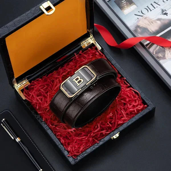 Men's Leather Automatic Buckle Belt