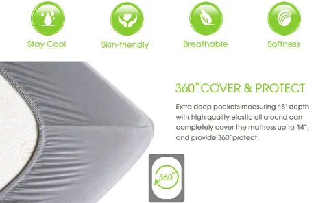 Cotton Elastic Fitted Double Bedsheet with 2 Pillow Covers (72×78, up to 10 Inch) – 360° Elasticated (Grey)