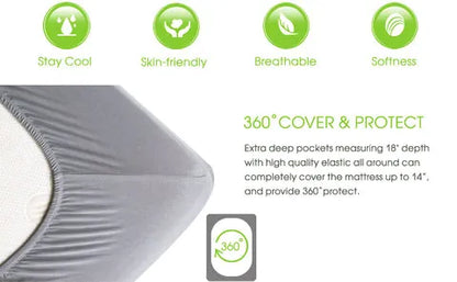 Cotton Elastic Fitted Double Bedsheet with 2 Pillow Covers (72×78, up to 10 Inch) – 360° Elasticated (Grey)