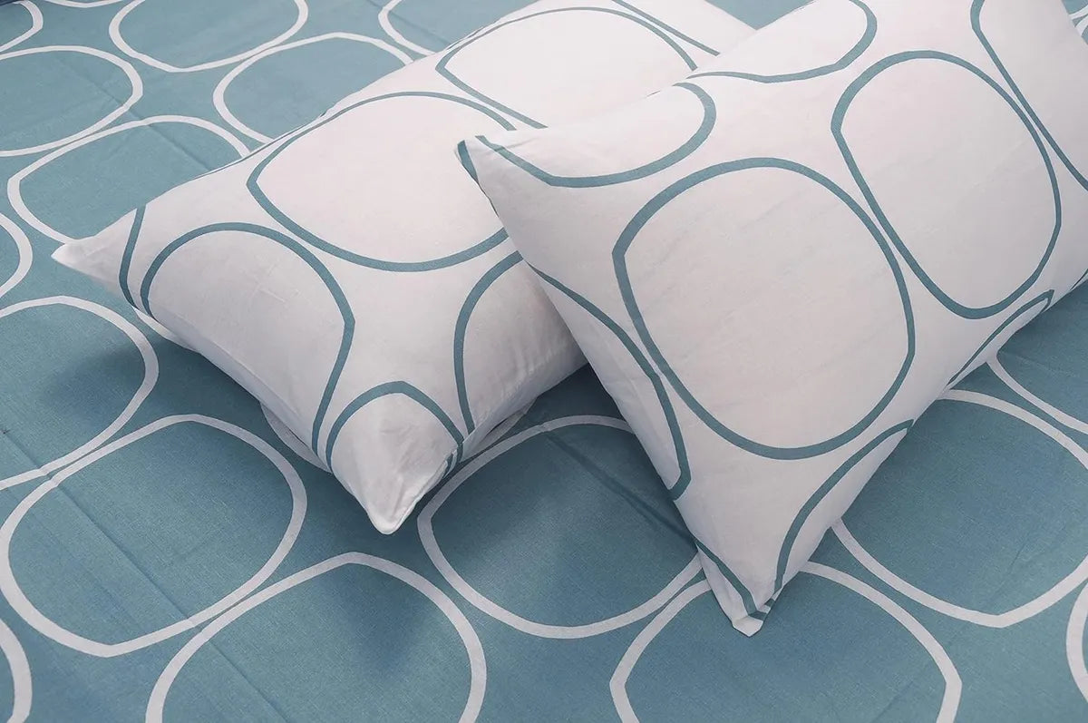 Cotton Elastic Fitted Double Bedsheet with 2 Pillow Covers (72×78, up to 10 Inch) – 360° Elasticates (SkyBlue)